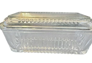 Vintage Pasabahce Glass Ribbed Refrigerator Dish With Lid 6.5x4x3” - Picture 1 of 10