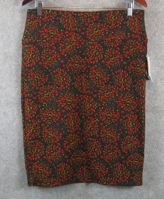 Falda Lápiz LuLaRoe Elástica Cassie Talla Grande Negra Roja Amarilla Floral Nueva con Etiquetas Foto 1 de 4