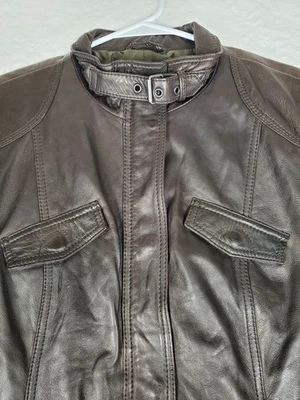 Eddie Bauer из овчины кожи военного женщин короткая куртка большой коричневый - Изображение 1 из 4