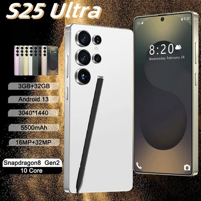S25 Ultra 5G Unlocked Android 13 Phone 3G+32GB Smartphone Dual SIM Mobile Phones - Image 1 of 4