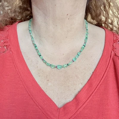 50+CT Colombian Emerald Ruby Paraiba Color Tourmaline 14k YG Gold Necklace 19.5” - Image 1 of 4