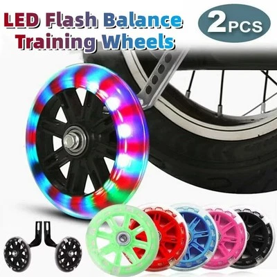 Juego de ruedas de entrenamiento de bicicleta azul 12-20” para bicicleta infantil con LED intermitente Foto 1 de 4