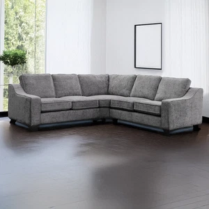 Nebraska Chenille Fabric Grey Slate Corner Sofa 3 Seater 2, Sofa Set Living Room - Picture 1 of 39