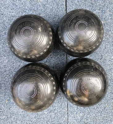 Henselite Supergrip Black Lawn Bowls Size 3 BIBC F93 Set Of 4 - image 1 of 4