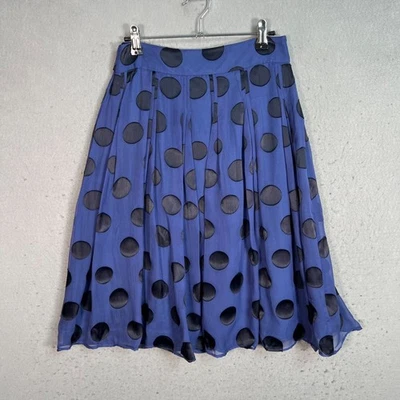 Falda acampanada plisada a lunares talla 4 azul y negra J. Peterman para mujer Foto 1 de 4