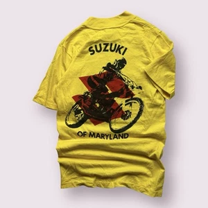 Vintage Deadstock Men’s Suzuki Motorcycle Racing 70s Graphic Shirt Sz S USA Made - Picture 1 of 9