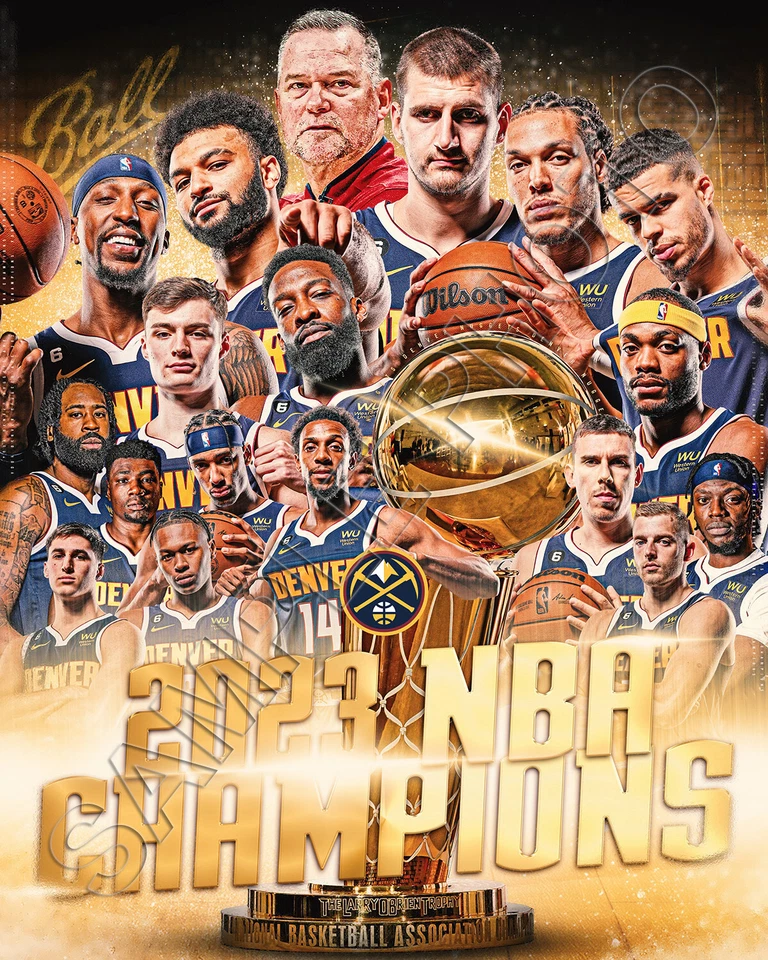 Foto compuesta 8x10 del equipo de campeones de la NBA Denver Nuggets 2023 2022-2023 Foto 1 de 1