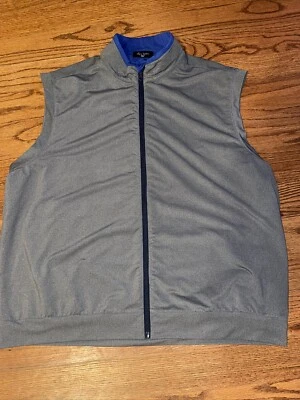 Chaleco de golf Byron Nelson con cremallera completa gris con cuello y cremallera en contraste azul XXL Foto 1 de 4