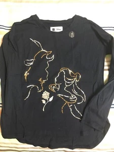GAP GIRL DISNEY LONG SLEEVE TEE SHIRT TOP BEAUTY & BEAST Blue Navy 8 M - Picture 1 of 2
