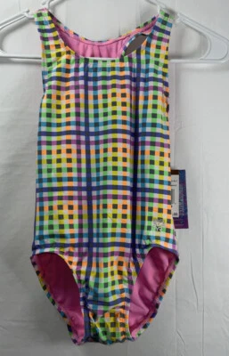 NWT TYR Kids Girl’s Sunset Plaid Max Fit One Piece Swimsuit Size 12 - Image 1 of 4