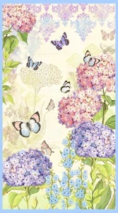 Wilmington Prints -Hydrangea Mist -24.5" Watercolor Hydrangea Cluster Panel - Picture 1 of 9