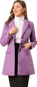 Women's Light Purple Long Winter Coat Size S Single Breasted Notched Lapel - Picture 1 of 6