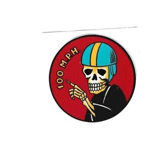 100 mph Rocker Ton Up skeleton sticker - cartoon