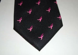 CANCER PINK KNOTS FOR HOPE NECK TIE. PINK BLACK - Picture 1 of 3