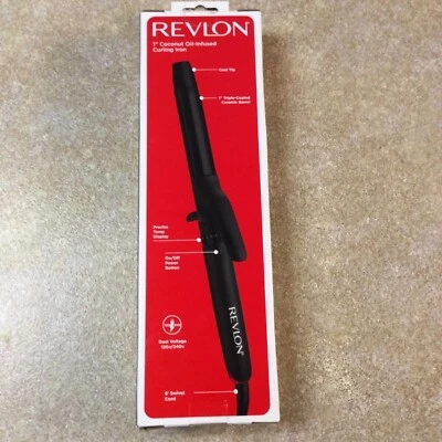 Revlon Curling Hair Iron Smoothstay Coconut Oil Infused 1" Ceramic Barrel NEW - Image 1 of 4