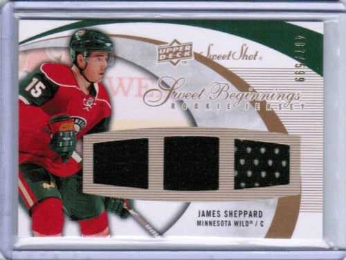 07/08 SWEET SHOT JAMES SHEPPARD BEGINNINGS TRIPLE JERSEY RC /599 MINNESOTA WILD - Image 1 of 1