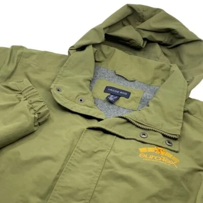 Lands End Mens LS Hooded Full Zip Fleece Lined Utility/Cargo Jacket Army Green L - Image 1 of 4