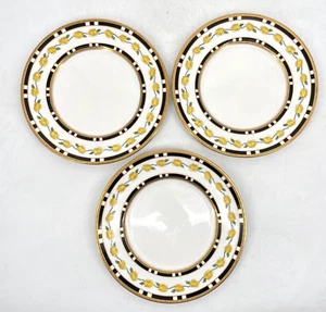 Set f 3 Royal Doulton Bone China Dinner 10" Plate England yellow rose gold/black - Picture 1 of 7