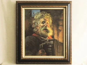 European Male Portrait Painting Framed Original Vintage Musical Men with Beards - Picture 1 of 3