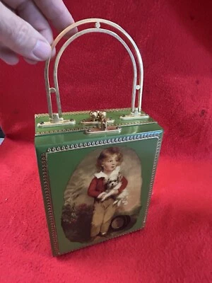 Caja/cartera/bolso de mano de madera vintage años 70 forrado en terciopelo retro artístico moderno Foto 1 de 4