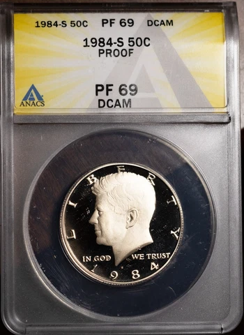 1984-S 50c Clad John F Kennedy Half PF69DCAM ANACS # 7351685 + Bonus Cover