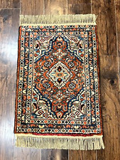 Small Per'sian Rug 2x3 Hand Knotted Antique 1920s Wool Rug Red