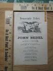 Democratic Ticket John Bedel For Governor New Hampshire 1800S Flyer Advertising
