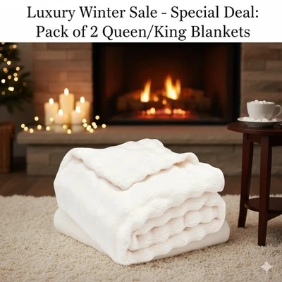 Premium Winter Warm Faux Rabbit Fur Throw Blanket King Size or 90X106 - Image 1 of 4