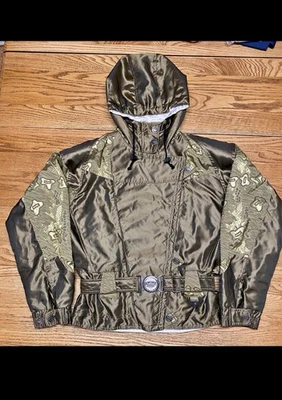 Chaqueta Spyder De Colección EE. UU. Para Mujer Estampado Serpiente Cremallera Completa Años 80 90 Verde Dorado Foto 1 de 4