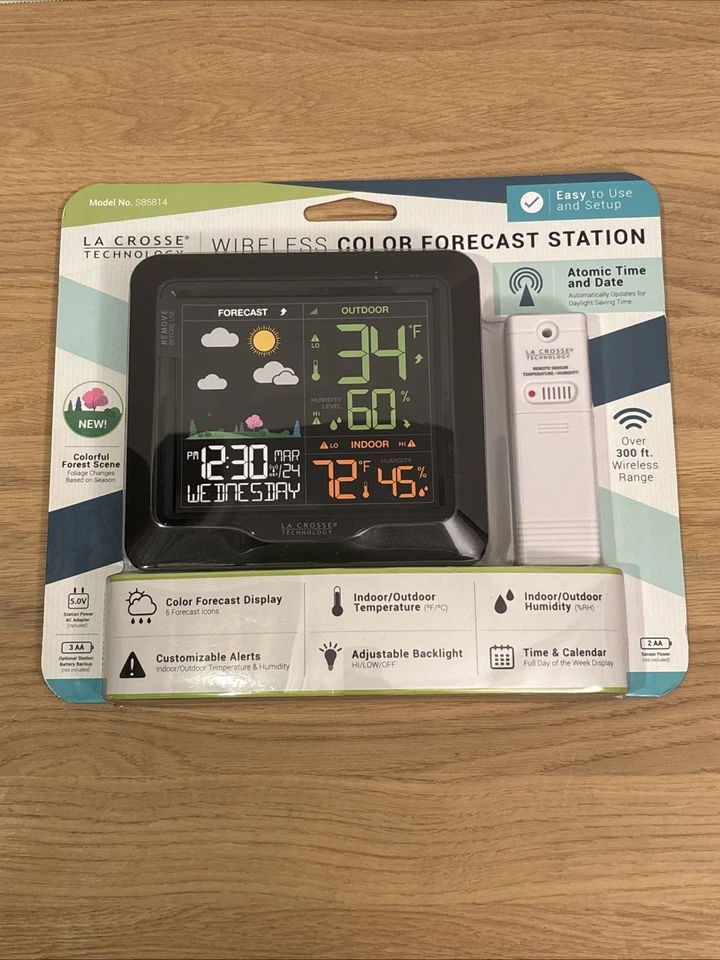 NEW La Crosse Technology S85814  Wireless Color Weather Station with TX141TH-BV2 - Image 1 of 2