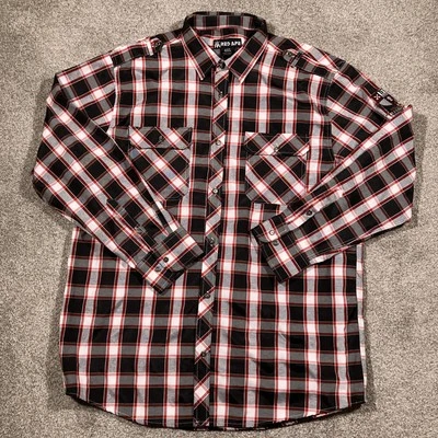 Red Ape Tartan Plaid Button Shirt Mens 4XL Preppycore Embroidered Y2K Hip Hop - Image 1 of 4