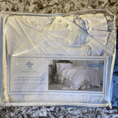 Simply Shabby Chic TWIN Cream Linen Cotton Crochet Trim Duvet Sham Set NWT! MZZ5 - Image 1 of 4