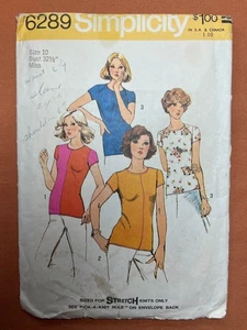 Simplicity Sewing Pattern 6289 Misses Pullover Tops Size 10 Cut Complete - Picture 1 of 4