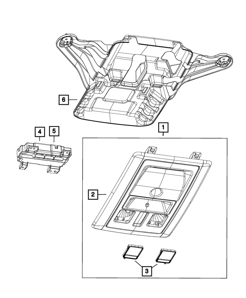 Genuine Mopar Overhead Console 5SK49BD1AA - Image 1 of 1
