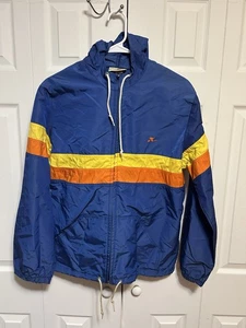 Hobie Vintage Windbreaker Sailing Nylon Jacket Hooded Blue w/Stripe, 80’s, Large - Picture 1 of 15