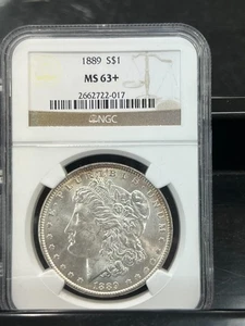 1889 (P) Morgan Silver Dollar $1 NGC MS63+ PLUS Rim Toning E223 - Picture 1 of 2