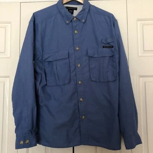 exofficio shirt long sleeve blue hiking fishing L 85% nylon 15% polyester - Picture 1 of 4