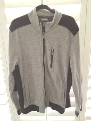 Kenneth Cole Reaction Gray Black Zip Jacket Sweater Pockets Casual Mens L - Image 1 of 4