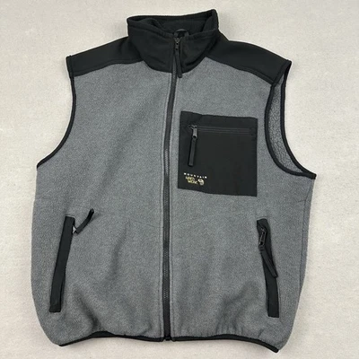 Chaleco Mountain Hardwear Hombres Grande Gris Negro Sin Mangas Chaqueta Cremallera Completa Vellón L Foto 1 de 4