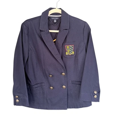 Jaqueta Blazer Tommy Hilfiger Infantil Azul Marinho Logotipo Brasão Peito Duplo Tamanho 10 - Imagem 1 de 4