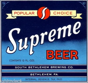 Supreme Beer Label Bethlehem, PA Refrigerator / Tool Box Magnet - Picture 1 of 1