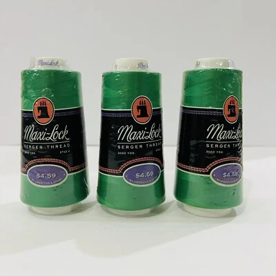 Maxi-Lock Serger Thread Emerald, 3000 yd Lot Of 3 - Image 1 of 3