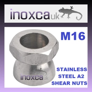 4 M16 SECURITY HEX HEXAGON SHEAR NUTS STAINLESS STEEL GR: A2 304 TAMPER-PROOF - Picture 1 of 1