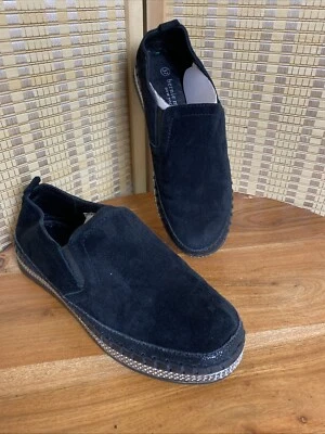 Zapatos sin cordones Bernie Mev New York TW 138 negros con ribete plateado talla 7 Foto 1 de 4