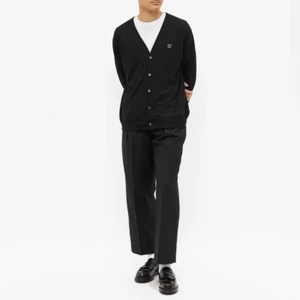 NEEDLES BLACK 100% WOOL V NECK BUTTERFLY CARDIGAN - SMALL - Picture 1 of 12