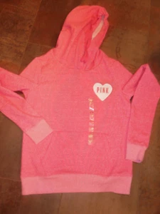 VICTORIAS SECRET PINK RARE "PINK" HEART HOODIE S NWT - Picture 1 of 2