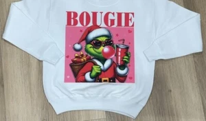 Bougie Grinch Sweatshirt Perfect For Christmas - Cute Youth Holiday Graphic Top - Picture 1 of 1