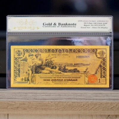 100mg 24K Gold 1896 $1 Dollar Bill Silver Certificate Large Banknote with White - Image 1 of 2