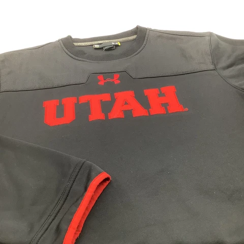 Under Armour Utah Pullover Sweatshirt With Pockets Black & Red Size Medium Cover