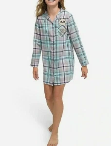 Justice Girls Size 7 "Pugs and Kisses" Plaid Night Shirt Pajamas Sleepwear - Picture 1 of 1